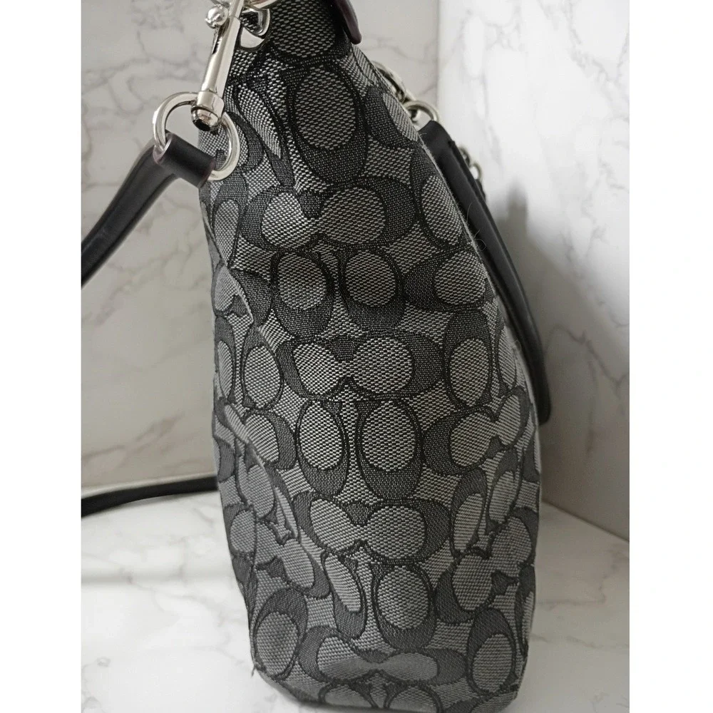 COACH Signature Kelsey Black Smoke Satchel/Crossbody Bag - EUC